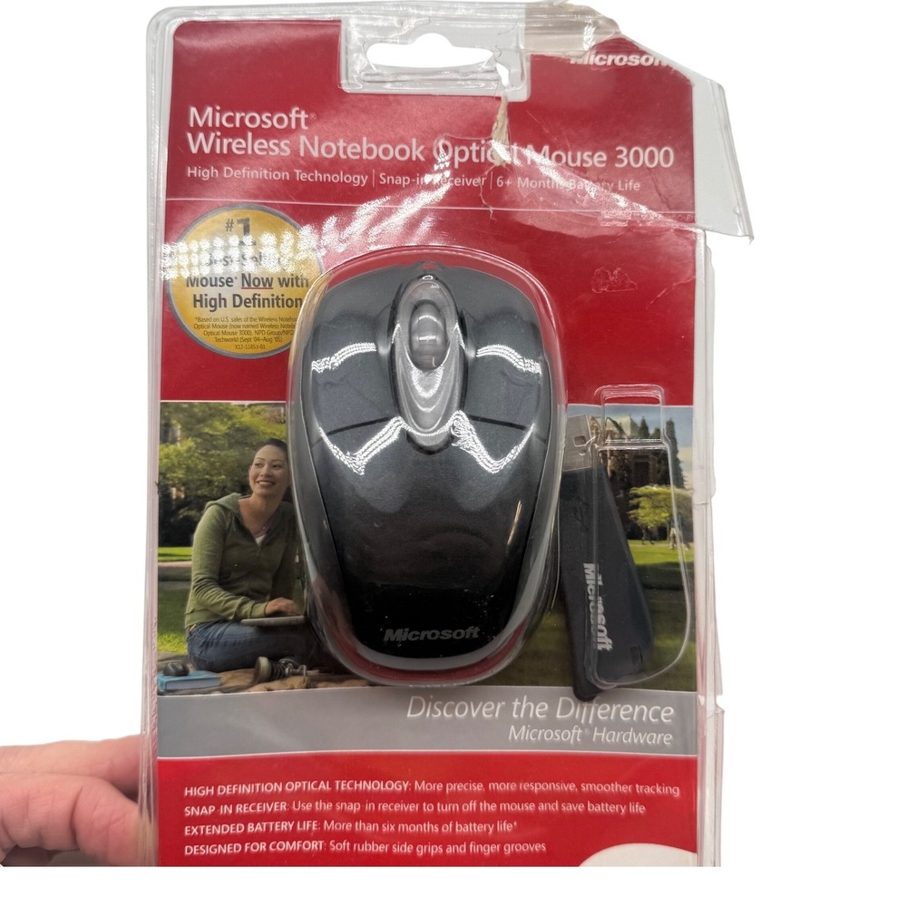 Microsoft Wireless Notebook Optical Mouse 3000 Black USB Receiver with dongle‎